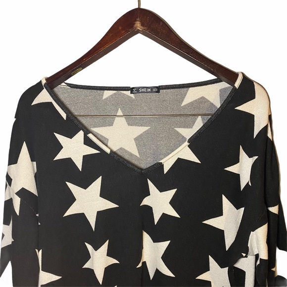 Shein Star Print Heather Knit Pullover - Picture 2 of 9